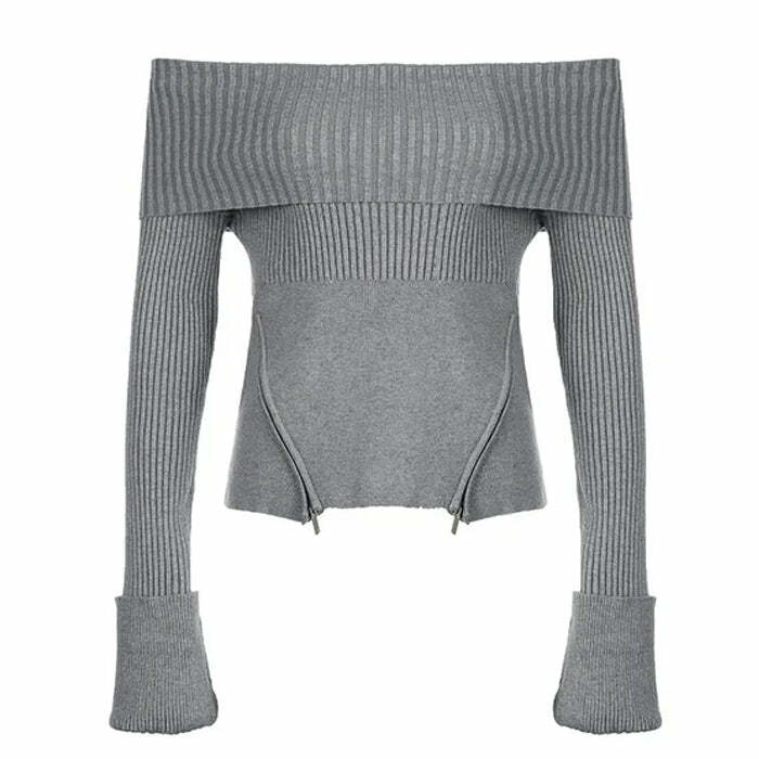 Chic Grunge Off Shoulder Knit Sweater: Perfect for Casual Outfits