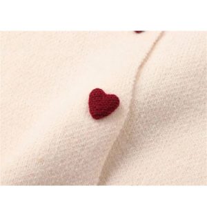 Chic Heart Button Contrast Collar Cardigan for Stylish Spring Outfits