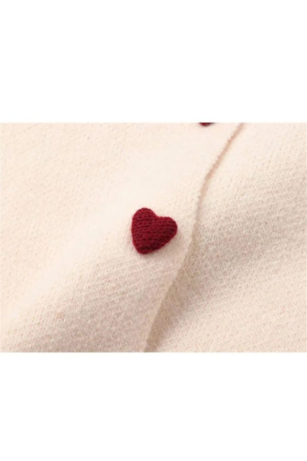 Chic Heart Button Contrast Collar Cardigan for Stylish Spring Outfits