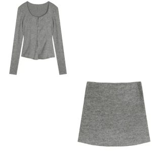 Chic Heather Knit Co-Ord Set: Perfect for Spring Outfits & Casual Looks