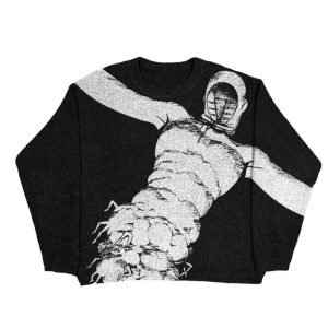 Chic Horror Manga Oversized Sweater: Perfect for Casual Outfits & Concerts