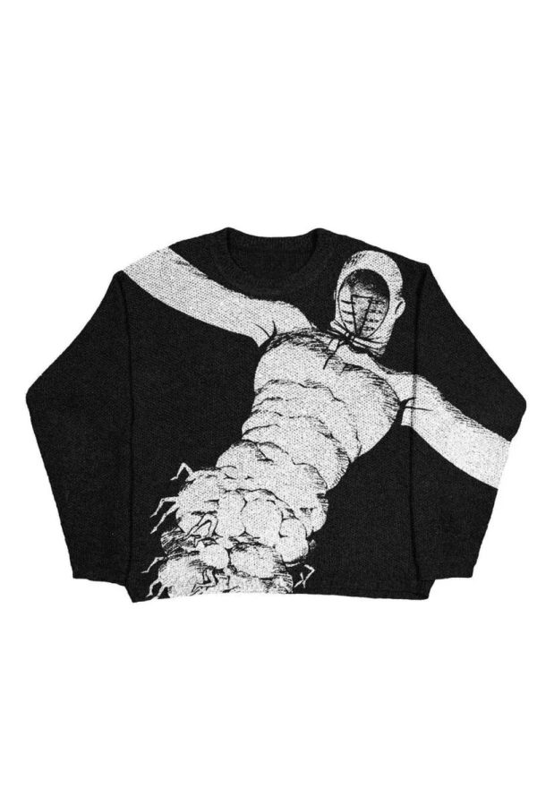 Chic Horror Manga Oversized Sweater: Perfect for Casual Outfits & Concerts