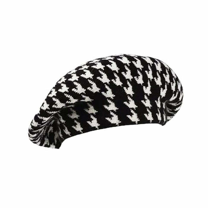 Chic Houndstooth Beret: Perfect for Spring Outfits & Concert Outfit Ideas