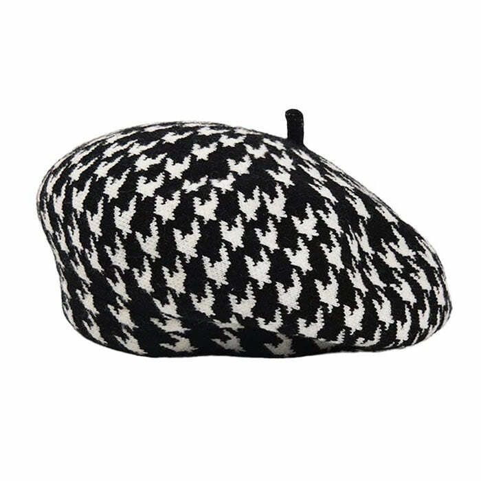 Chic Houndstooth Beret: Perfect for Spring Outfits & Concert Outfit Ideas