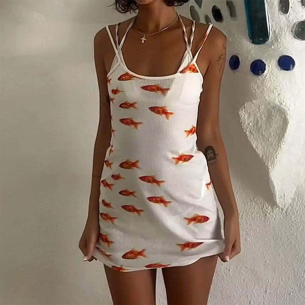 Chic Koi Fish Slip Dress: Perfect for Concerts, Dates, and Spring Outfits