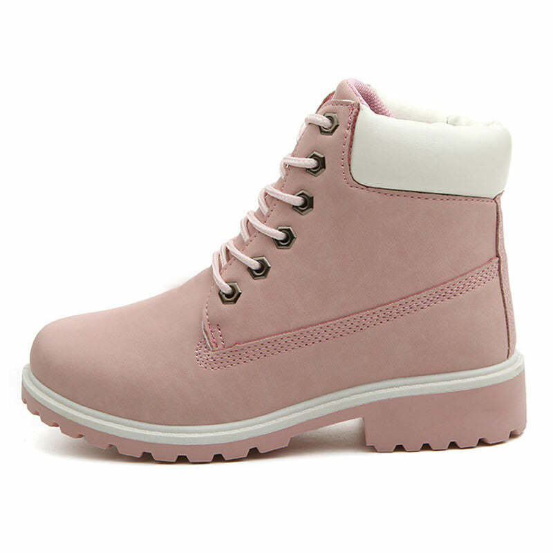 Chic Lace Up Pink Flat Boots for Stylish Spring Outfits & Concert Looks