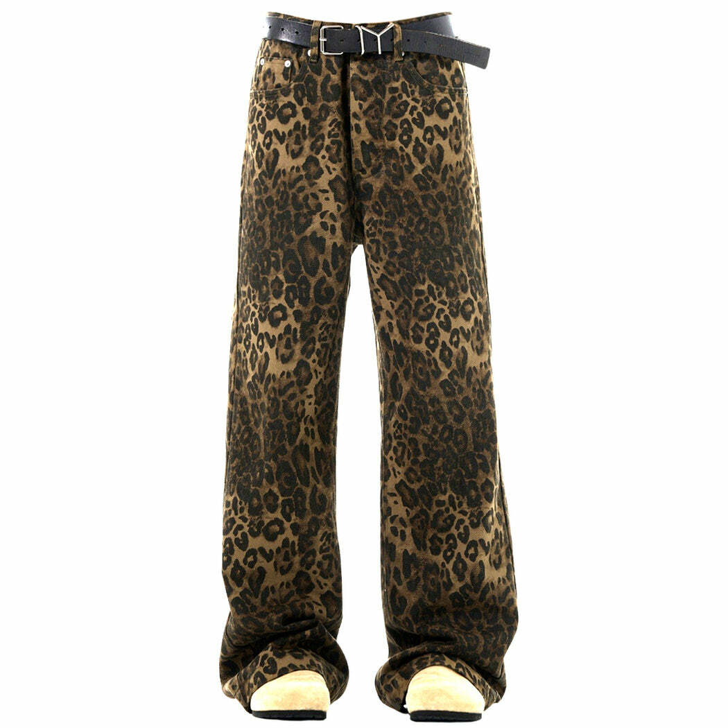 Chic Leopard Wide-Leg Jeans: Perfect for Casual Outfits & Concert Looks