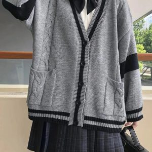 Chic Monochrome Academia Cardigan: Perfect for Spring Outfits