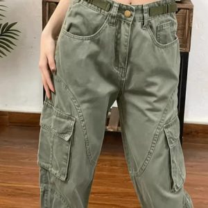 Chic Olive Green Utility Cargo Pants: Perfect for Casual & Concert Outfits