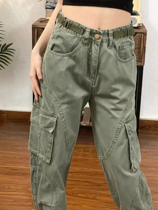 Chic Olive Green Utility Cargo Pants: Perfect for Casual & Concert Outfits