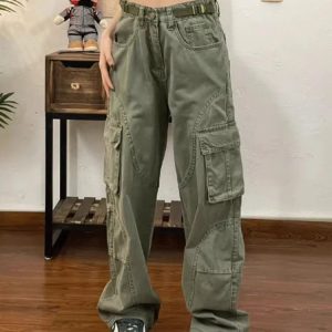 Chic Olive Green Utility Cargo Pants: Perfect for Casual & Concert Outfits