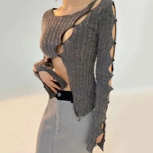 Chic Open Weave Cutout Sweater: Perfect for Spring Outfits & Casual Looks