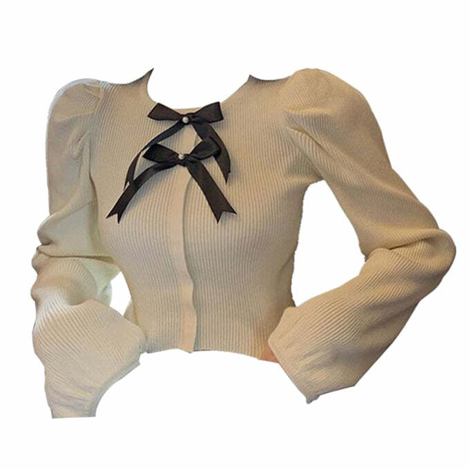 Chic Parisian Ribbed Top with Bows - Perfect for Spring Outfits