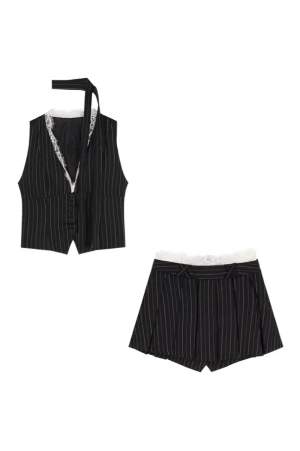 Chic Pinstripe Power Skirt Set: Perfect for Business Casual & Date Night Outfits