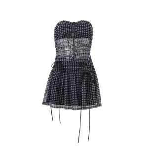 Chic Plaid Mesh Strapless Skirt Set: Perfect for Spring Outfits & Events