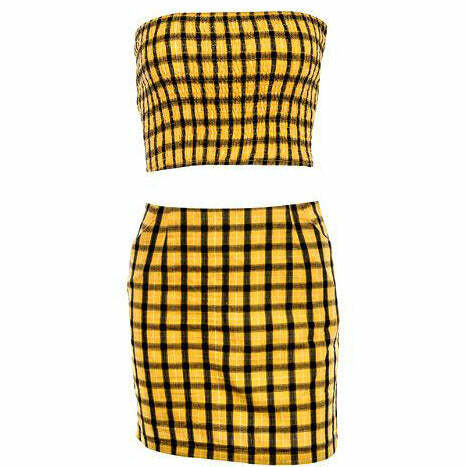 Chic Plaid Top & Skirt Set: Perfect for Spring Outfits & Date Nights