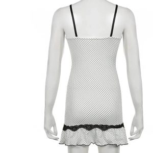 Chic Polka Dot Lace-Trim Slip Dress: Perfect for Spring Outfits & Date Nights