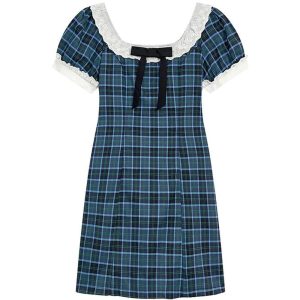 Chic Preppy Plaid Bow-Tie Dress: Perfect for Spring Outfits & Events