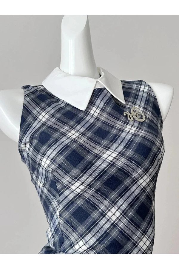 Chic Preppy Plaid Collared Mini Dress - Perfect for Spring Outfits & Events