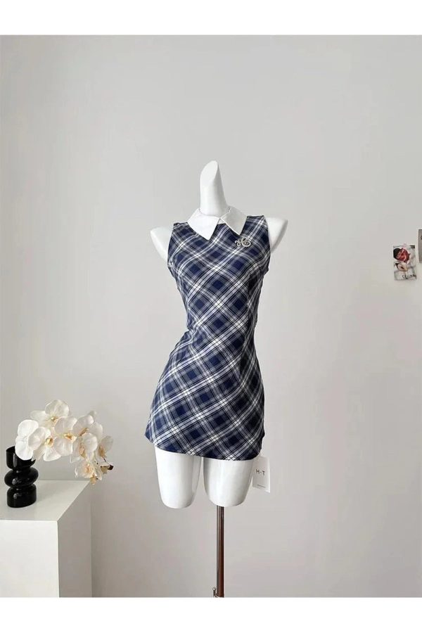 Chic Preppy Plaid Collared Mini Dress - Perfect for Spring Outfits & Events