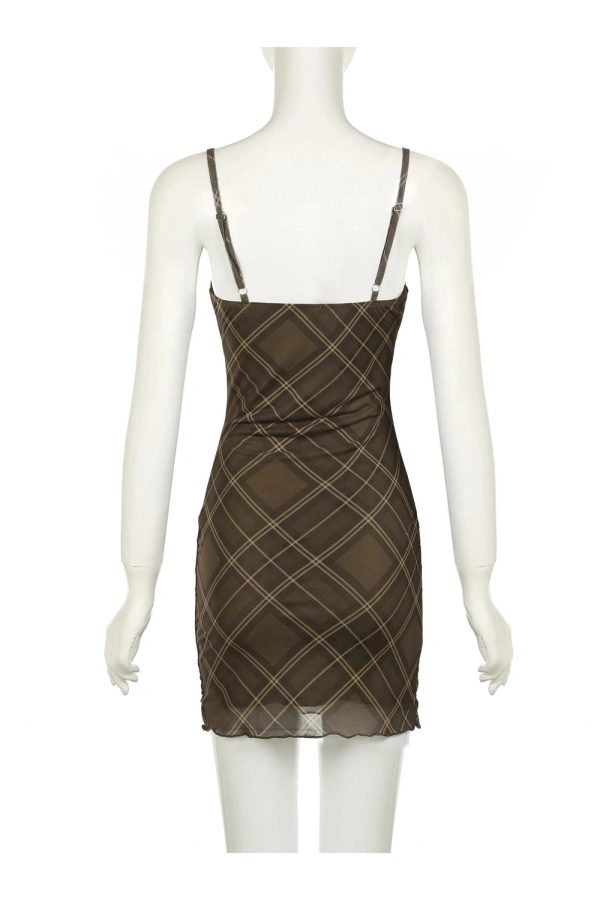 Chic Ruched Plaid Bodycon Slip Dress - Perfect for Spring Outfits & Events