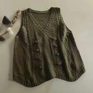 Chic Rustic Cable Knit Button Vest: Perfect for Spring Outfits & Layering