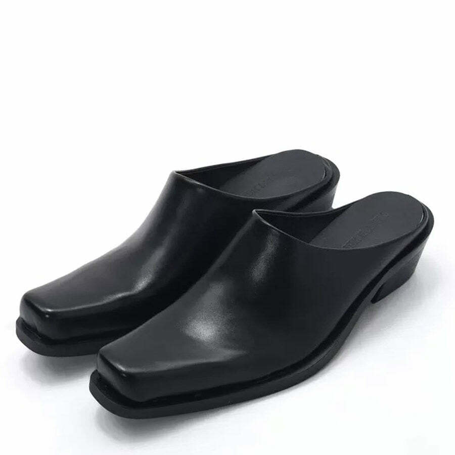 Chic Square Toe Minimalist Black Mules for Effortless Outfit Ideas