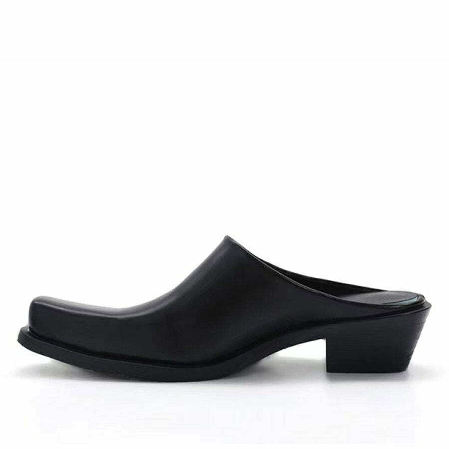 Chic Square Toe Minimalist Black Mules for Effortless Outfit Ideas