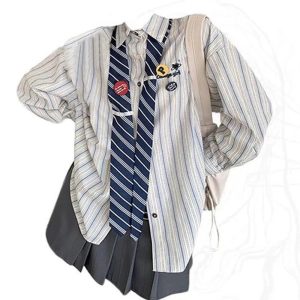 Chic Striped Academia Button-Up Shirt: Perfect for Spring Outfits