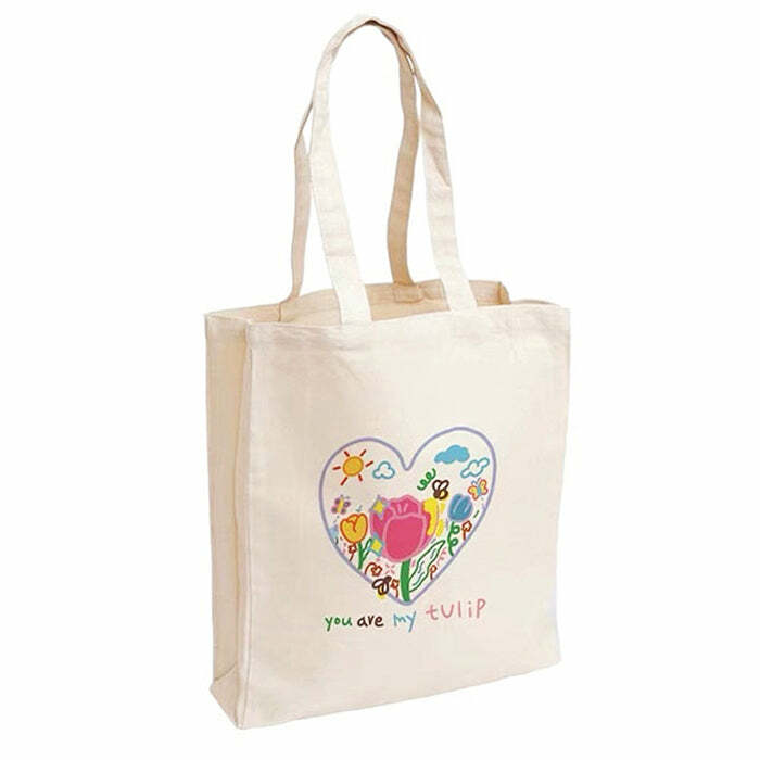 Chic Tulip Embroidery Tote Bag: Perfect for Spring Outfits & Concerts