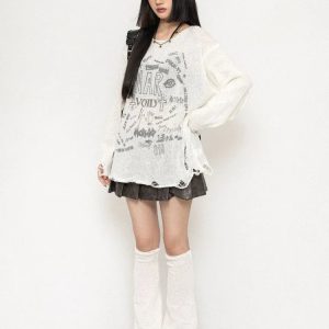 Chic Void Riot Distressed Sweater: Perfect for Casual Outfits & Concerts