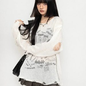 Chic Void Riot Distressed Sweater: Perfect for Casual Outfits & Concerts