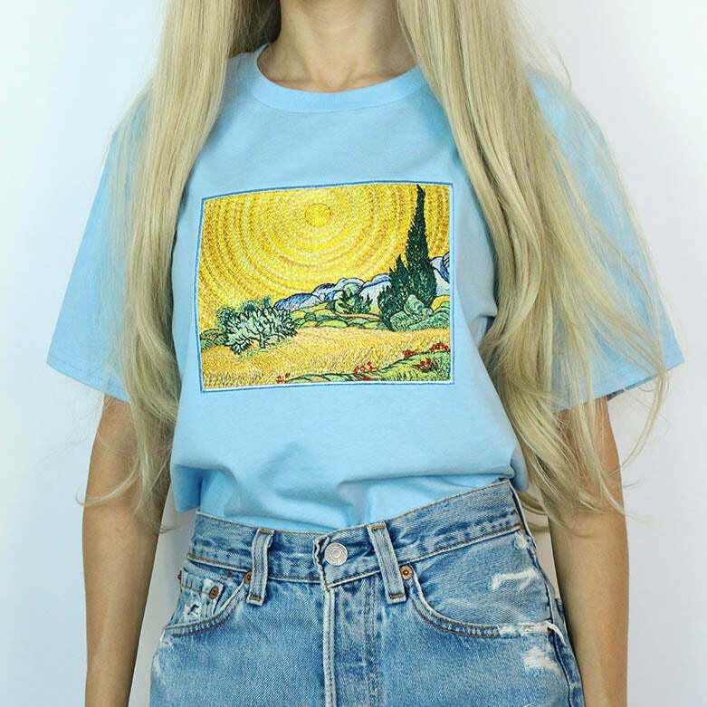 Chic Wheat Field with Cypresses Tee: Perfect for Spring Outfits