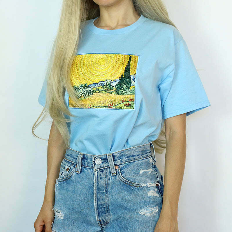 Chic Wheat Field with Cypresses Tee: Perfect for Spring Outfits