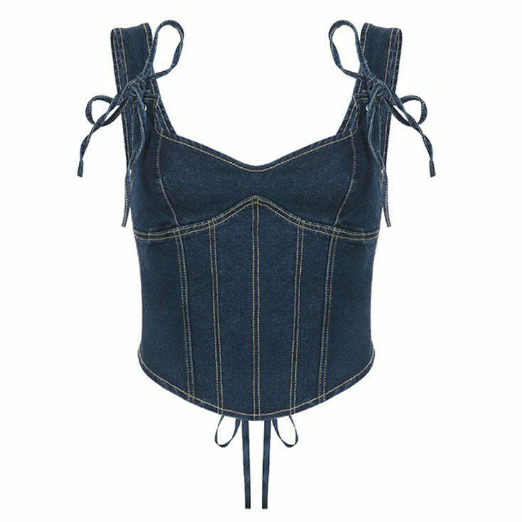 Chic Y2K Denim Corset: Perfect for Concerts, Dates, and Spring Outfits