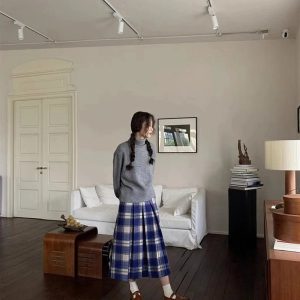 Classic Academia Plaid Midi Skirt - Cute 2000s Outfits & Y2K Fashion