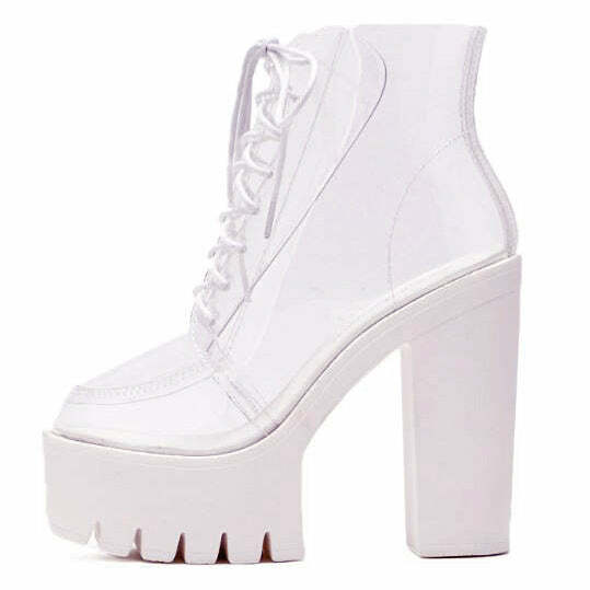 Clear Lace Up Heels - Y2K Fashion, Cute 2000s Outfits, Mcbling Style