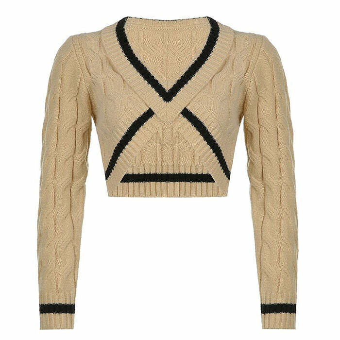 Coffee Cream Cropped Sweater - Cute 2000s Outfits & Y2K Fashion Inspiration