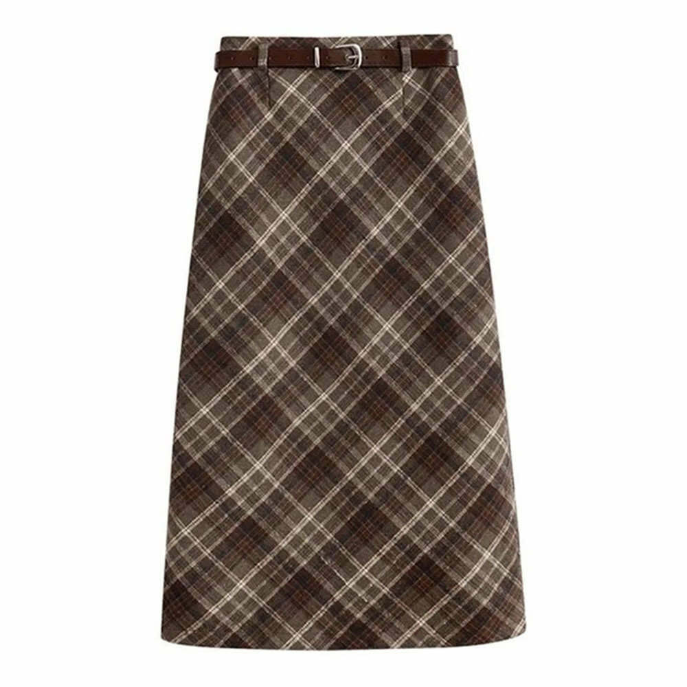 Coffee Cream Plaid Midi Skirt: Chic Outfit Ideas for Every Occasion