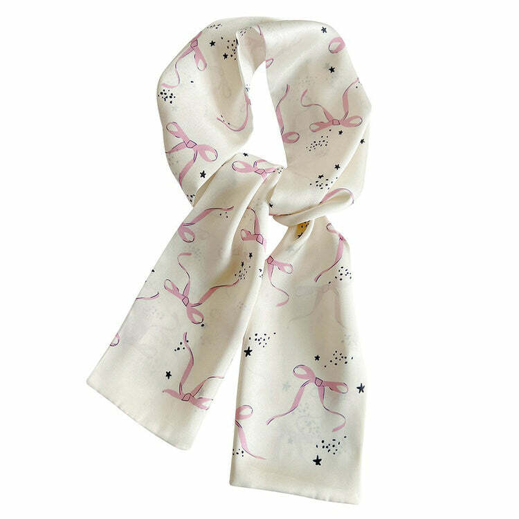 Coquette Aesthetic Bow Print Scarf for Stylish Outfit Ideas & Fashion Outfits