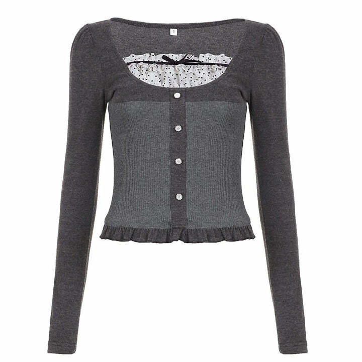 Coquette Aesthetic Grey Long Sleeve Top: Chic Outfit Ideas & Styles