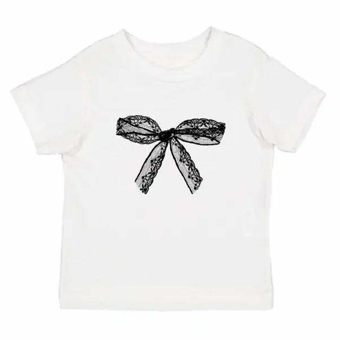 Coquette Bow Graphic Crop Top - Cute 2000s Outfits & Y2K Fashion