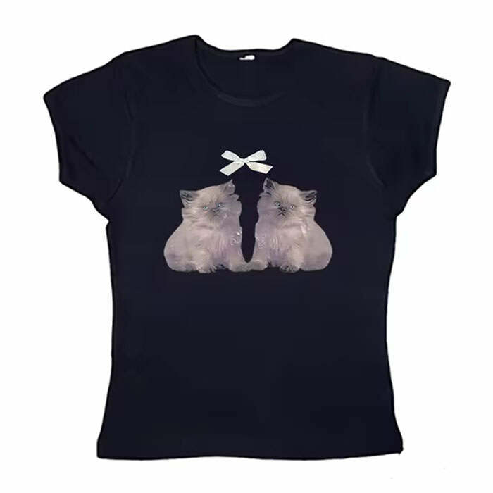 Coquette Kitten Y2K Baby Tee: Trendy Outfit Ideas for Every Occasion