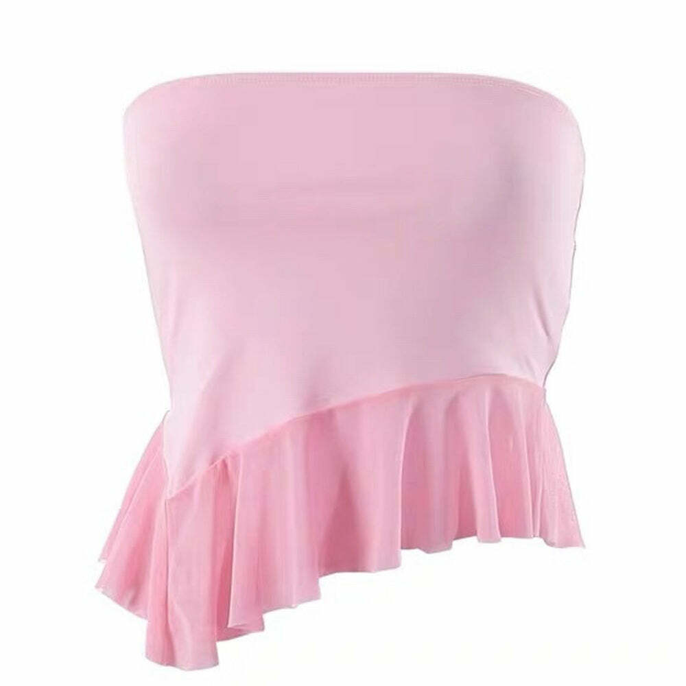 Coquette Ruffle Tube Top - Cute 2000s Outfits & Y2K Fashion Inspiration