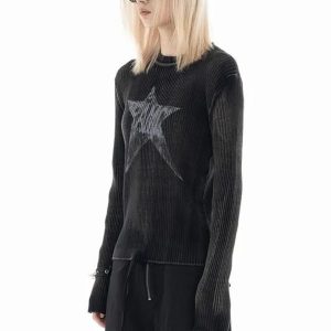 Cosmic Grunge Star Sweater: Trendy Outfit Ideas for Concerts & Casual Wear