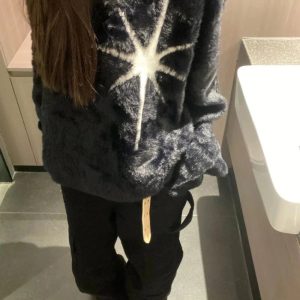 Cosmic Starburst Fuzzy Sweater: Perfect for Spring Outfits & Concerts