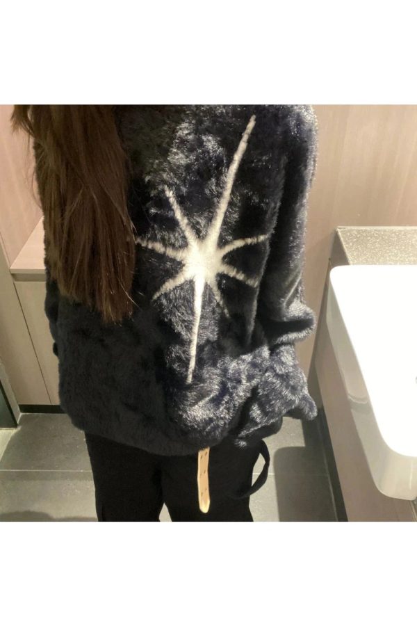 Cosmic Starburst Fuzzy Sweater: Perfect for Spring Outfits & Concerts