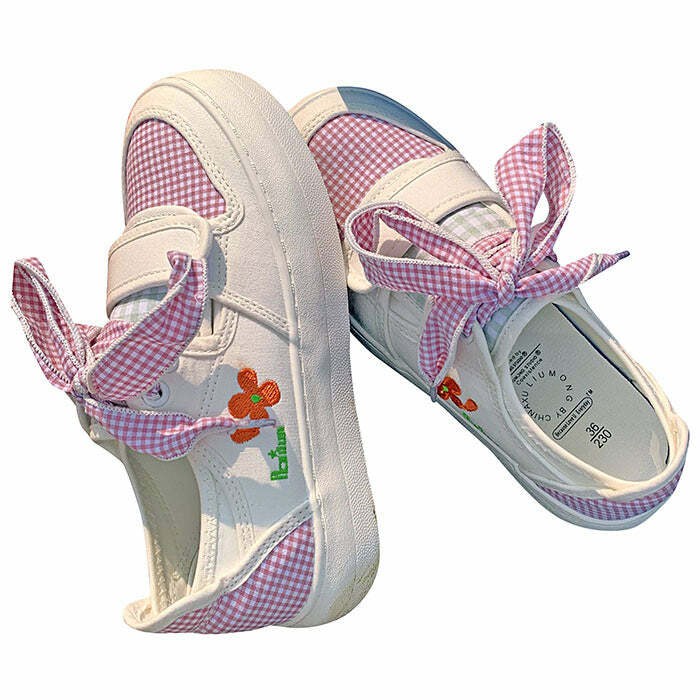 Cottagecore Aesthetic Gingham Sneakers - Cute 2000s Outfits Inspired