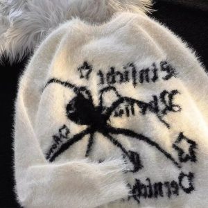 Cozy Arachnid Dreams Fuzzy Sweater: Perfect for Casual Outfits