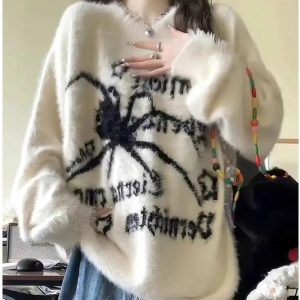 Cozy Arachnid Dreams Fuzzy Sweater: Perfect for Casual Outfits